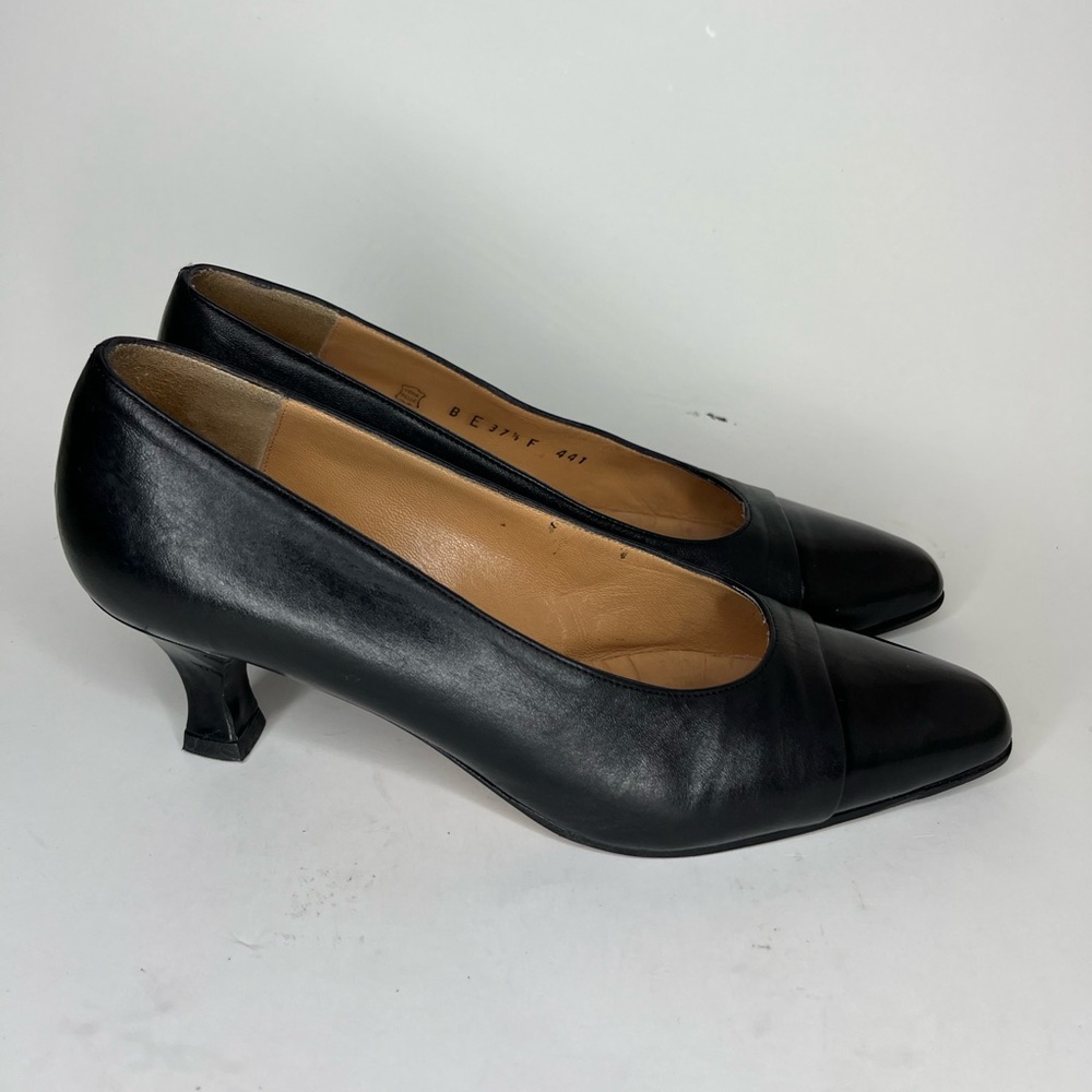 VINTAGE Leather Galo Pumps Italian Made Shoes Women Size 37.5 US 6.5F Slip Ons